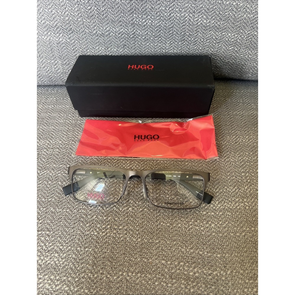 New Hugo Boss HG0293 Rectangle Matte Brown Gray Eyeglasses Authentic New Case